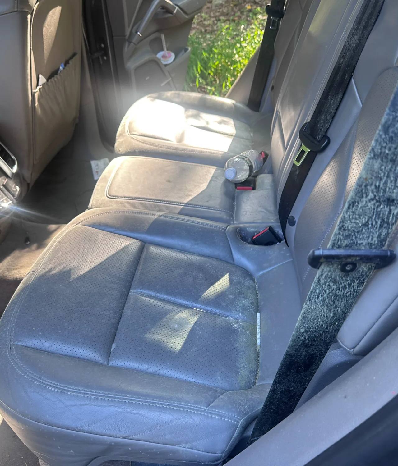 Porsche Cayenne back seat mold remediation in Hampton NJ before detail